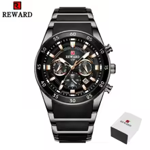 Reword VIP Watch Premium Black Silver Finish